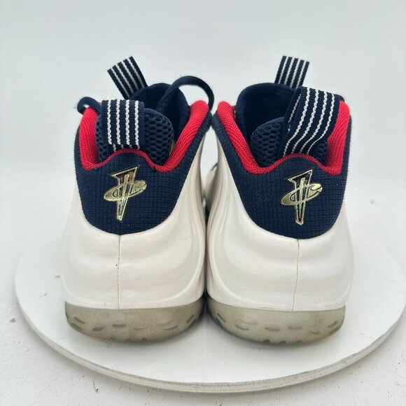 Nike Air Foamposite One Prm Men Size 10.5 575420-400 White Navy Blue Red Shoes - Picture 5 of 11